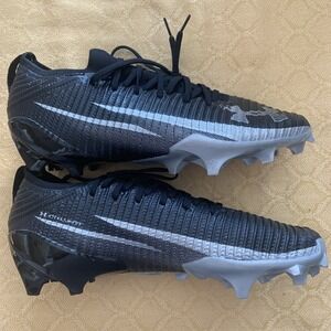 Under Armour Blur Pro Football Cleats Mens Sz 11.5 Black Metallic Silver 3028220